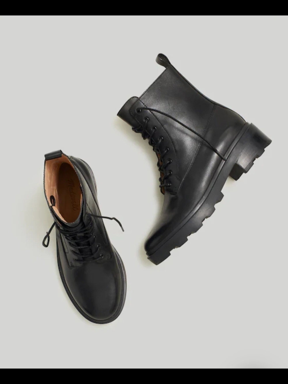 WORN ONCE Madewell Shelton Lace Up Black Leather Combat Boots